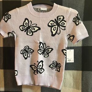 Butterfly Print Short Sleeve Top